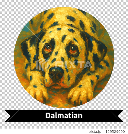 Dalmatian Dog Portrait - Cute Pet Oil Painting Style Image 129529090