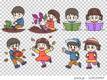 孩子們享受秋季活動 129529497