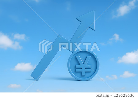 為替やFXの相場で日本円が上昇する矢印と円マークのビジネス成長グラフアイコン 為替やFXの相場で日本円が上昇する矢印と円マークのビジネス成長グラフアイコン 129529536