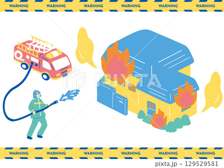 住宅火災の消火活動 129529581