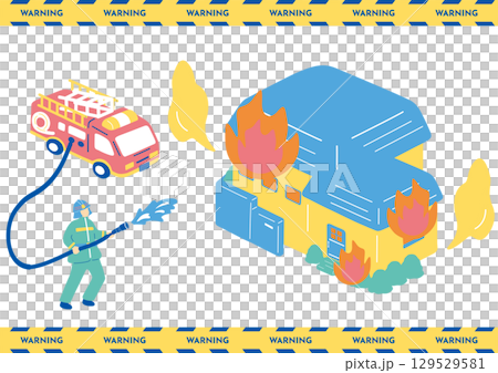 住宅火災の消火活動 129529581