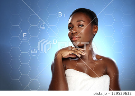 Woman in a spa setting showcasing skin care benefits of vitamins and promoting health and wellness 129529632