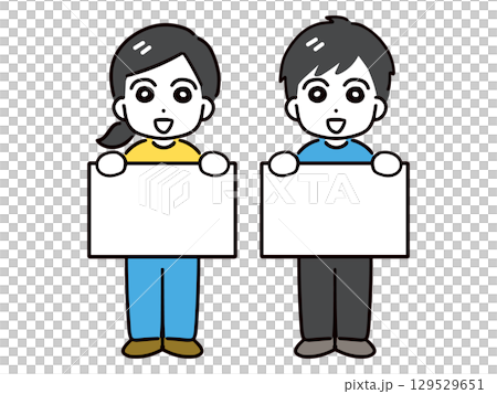 身著休閒服飾、面帶微笑的年輕男女自我介紹（全身、正面） 129529651
