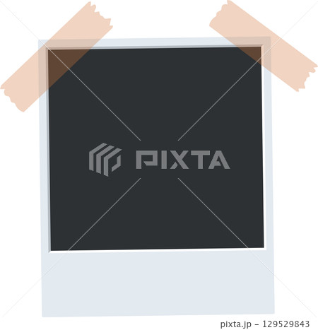 Classic instant photo frame, blank space for memories, held by tape, ready for your perfect shot. 129529843