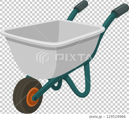 Illustration of a wheelbarrow for gardening and construction tasks. Single wheel and handle design. 129529966
