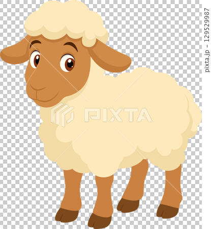 Illustration of a cute sheep with woolly fleece and brown legs standing against a black background. Illustration of a cute sheep with woolly fleece and brown legs standing against a black background. 129529987