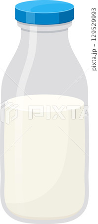 Illustration of a glass bottle filled with liquid, sealed with a blue cap, simple, clear, and inviting. Illustration of a glass bottle filled with liquid, sealed with a blue cap, simple, clear, and inviting. 129529993