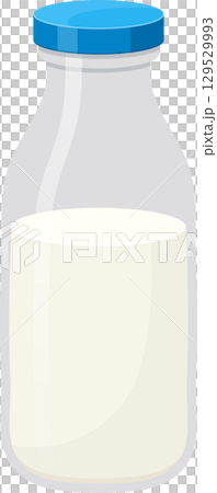 Illustration of a glass bottle filled with liquid, sealed with a blue cap, simple, clear, and inviting. Illustration of a glass bottle filled with liquid, sealed with a blue cap, simple, clear, and inviting. 129529993