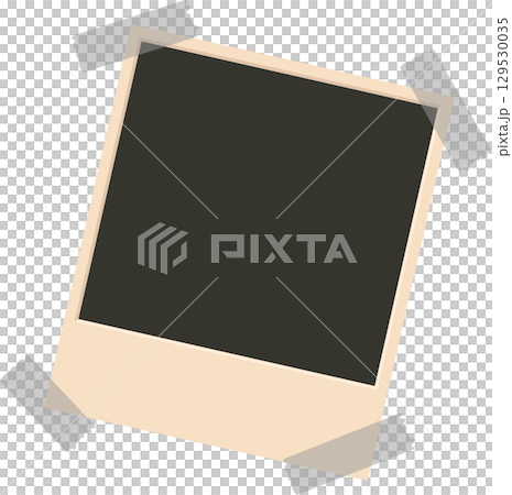 A vintage-style photograph frame with a blank dark center, secured by tape on a dark background. A vintage-style photograph frame with a blank dark center, secured by tape on a dark background. 129530035