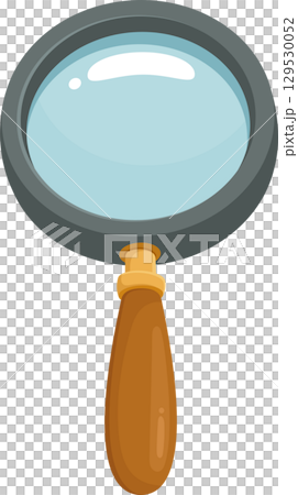 A classic magnifying glass with a wooden handle and a gray frame. Perfect for investigation work. 129530052