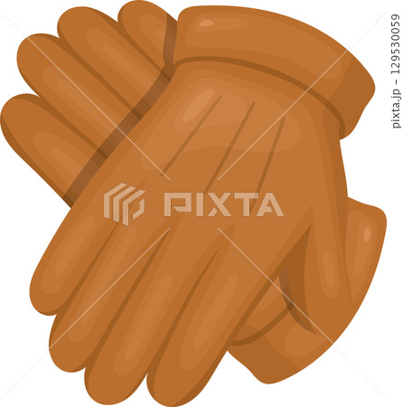 Pair of gloves, protective wear, and cold weather accessory. Brown color with classic design displayed. 129530059