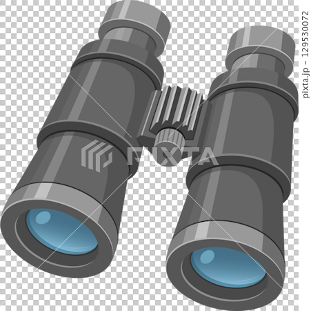 Illustration of binoculars, device for viewing distant objects with both eyes, designed in grey color Illustration of binoculars, device for viewing distant objects with both eyes, designed in grey color 129530072
