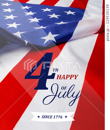 Celebrating Independence Day with a vibrant American flag display for the 4th of July observance 129530139