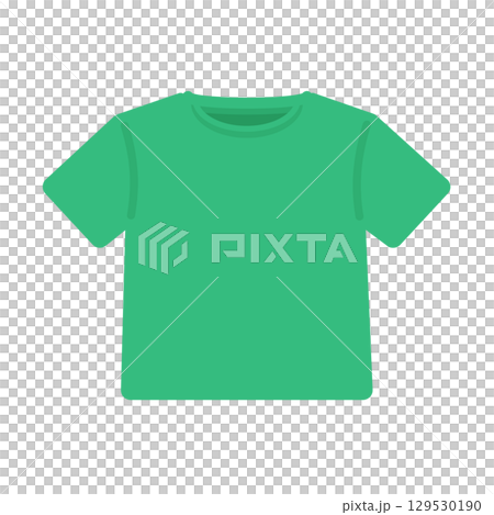 Tシャツ（緑）　服　前面　イラスト 129530190