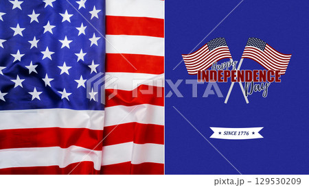 Celebrating Independence Day with flags and festive graphics in vibrant colors 129530209