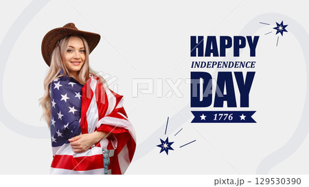 Celebrating Independence Day with pride through vibrant attire and joyful spirit 129530390