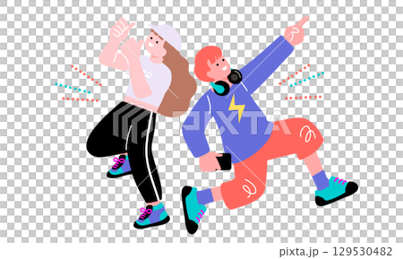 年輕人跳躍的流行彩色插圖 129530482