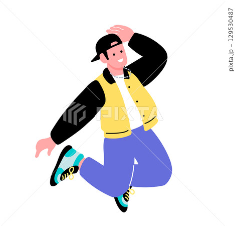 ポップでカラフルな男性の楽しいイラスト 129530487