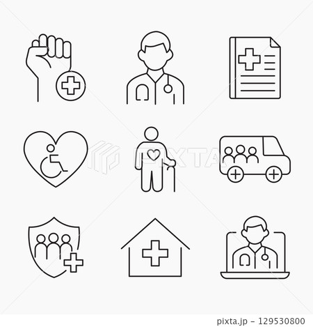 Inclusive Healthcare and Medical Equity Line Icons 129530800