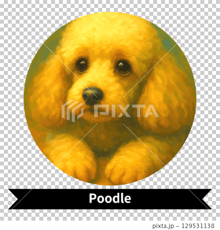 Poodle Dog Portrait - Cute Pet Oil Painting Style Image 129531138