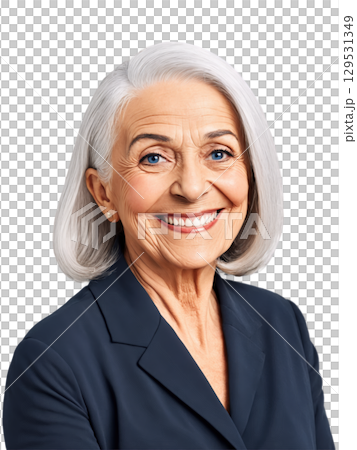 A Middle Eastern elderly woman with gray straight hair, blue eyes, wearing casual, showing playfulness with a cheeky grin, with A Middle Eastern elderly woman with gray straight hair, blue eyes, wearing casual, showing playfulness with a cheeky grin, with 129531349