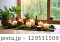 観葉植物とキャンドルのナチュラルインテリア 129531509