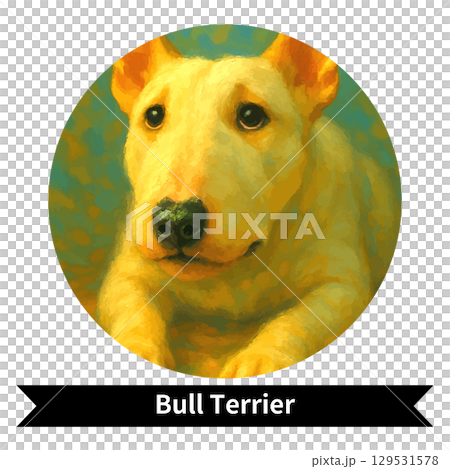 Bull Terrier Dog Portrait - Cute Pet Oil Painting Style Image 129531578