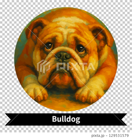 Bulldog Dog Portrait - Cute Pet Oil Painting Style Image 129531579