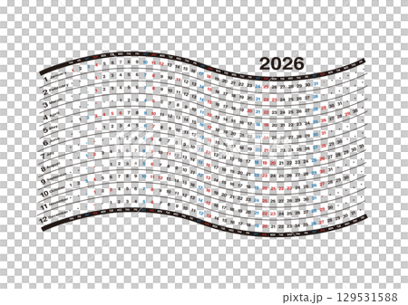 2026年波浪形年曆 129531588
