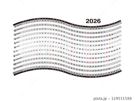 2026年の波型年間カレンダー 129531589