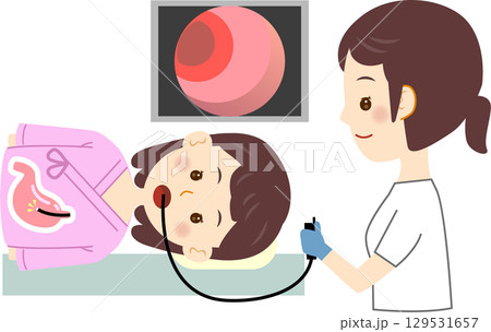 胃カメラ検査をする女性 胃カメラ検査をする女性 129531657