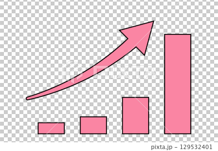簡單向上傾斜的長條圖和箭頭的圖示 129532401