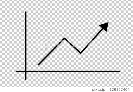 Illustration of a simple upward-sloping line graph and arrow 129532404