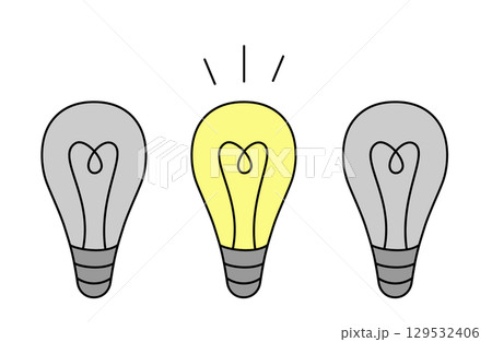 細長くてシンプルな電球の線画ベクターイラスト 129532406