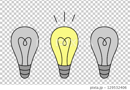 細長くてシンプルな電球の線画ベクターイラスト 129532406