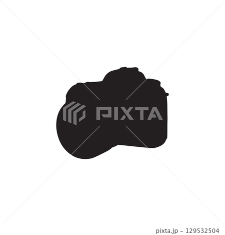 dslr camera silhouette isolated on white background professional photography equipment icon 129532504