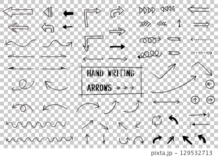 シンプルでかわいい手描き矢印アイコン集（65パターン） 129532713