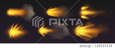 Orange fire effects from gun blast 129533118