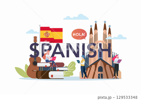 Spanish language class with spanish culture elements. Spanish language class with spanish culture elements. 129533348