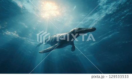 恐竜時代の海に泳ぐモササウルス 恐竜時代の海に泳ぐモササウルス 129533533