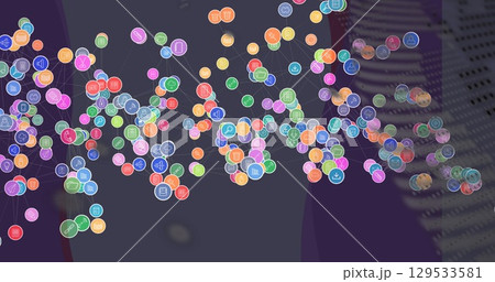Image of network of connections over globe and shapes Image of network of connections over globe and shapes 129533581