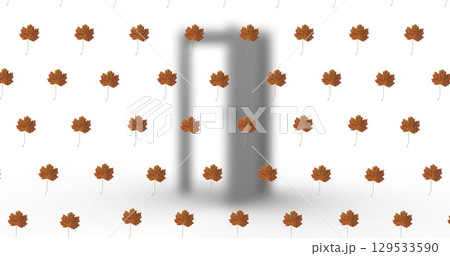 Image of orange moving leaves over blurred background Image of orange moving leaves over blurred background 129533590