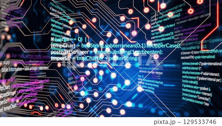 Image of data processing over black background 129533746