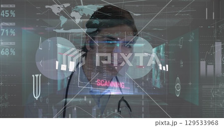 Image of data processing over male doctor 129533968