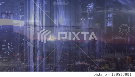 Image of connections and data over servers 129533991