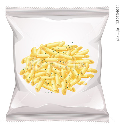 Transparent Snack Packaging with Penne Pasta Illustration 129534044