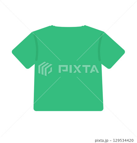 Tシャツ（緑）　服　背面　イラスト 129534420