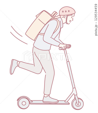 Dynamic Delivery Rider A Fast and Efficient Delivery Professional on an Electric Scooter Dynamic Delivery Rider A Fast and Efficient Delivery Professional on an Electric Scooter 129534459