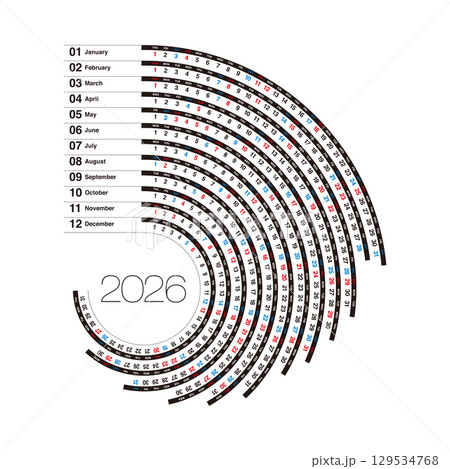 2026年の年間カレンダー 129534768
