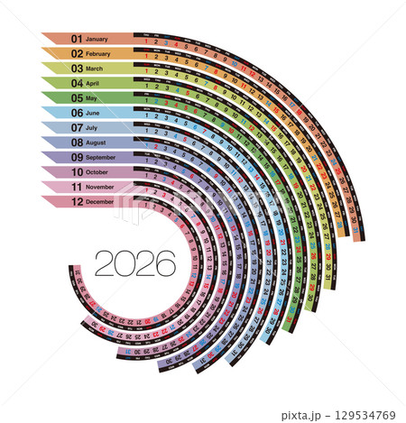 2026年の年間カレンダー 129534769